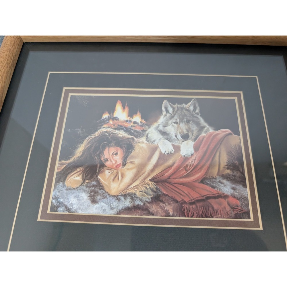 Vth 1993 Maija Native‎ American Art Prints Framed 3 - 6.5x4.5" Photos Wolfs/Pups - Picture 2 of 9
